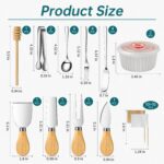 ELIMTEC 40-piece silver charcuterie and party platter set with various knives, dipping bowls, tongs, and honey dipper.