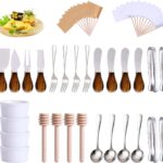 A 29-piece charcuterie board accessory set including various cheese knives, mini serving spoons, forks, tongs, and small bowl
