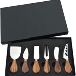A complete 6-piece KT-GARY stainless steel cheese knife set, featuring various blades for different cheese types.