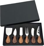 A complete 6-piece KT-GARY stainless steel cheese knife set, featuring various blades for different cheese types.