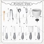A complete 38-piece Raiten silver charcuterie board utensil set, including various cheese knives, small serving bowls, tongs,